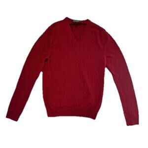 Express Women’s Merino Wool Red Long Sleeve V-neck Sweater Size S